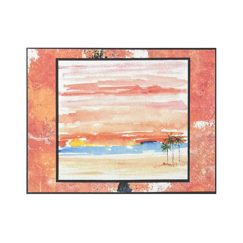 Carte aquarelle Sunset Palm