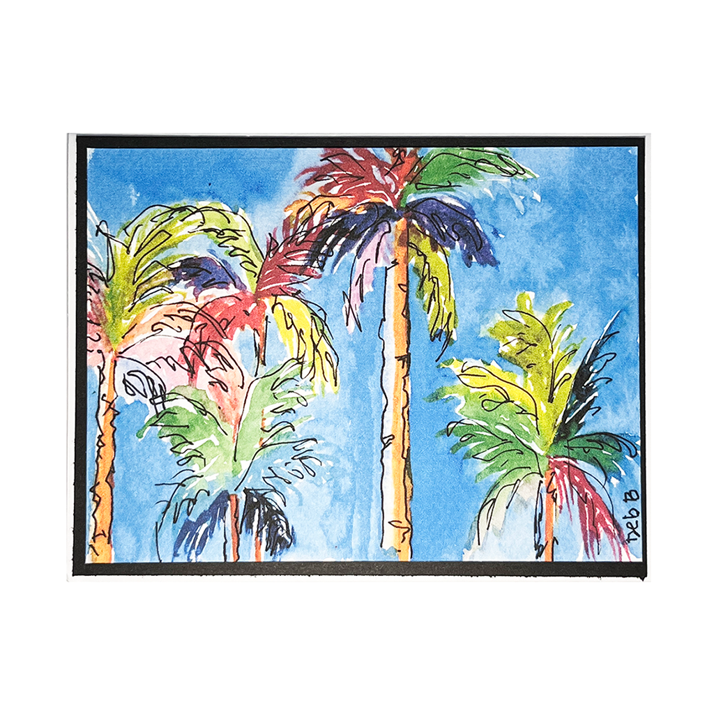 Colorful Palm Trees Watercolor Card