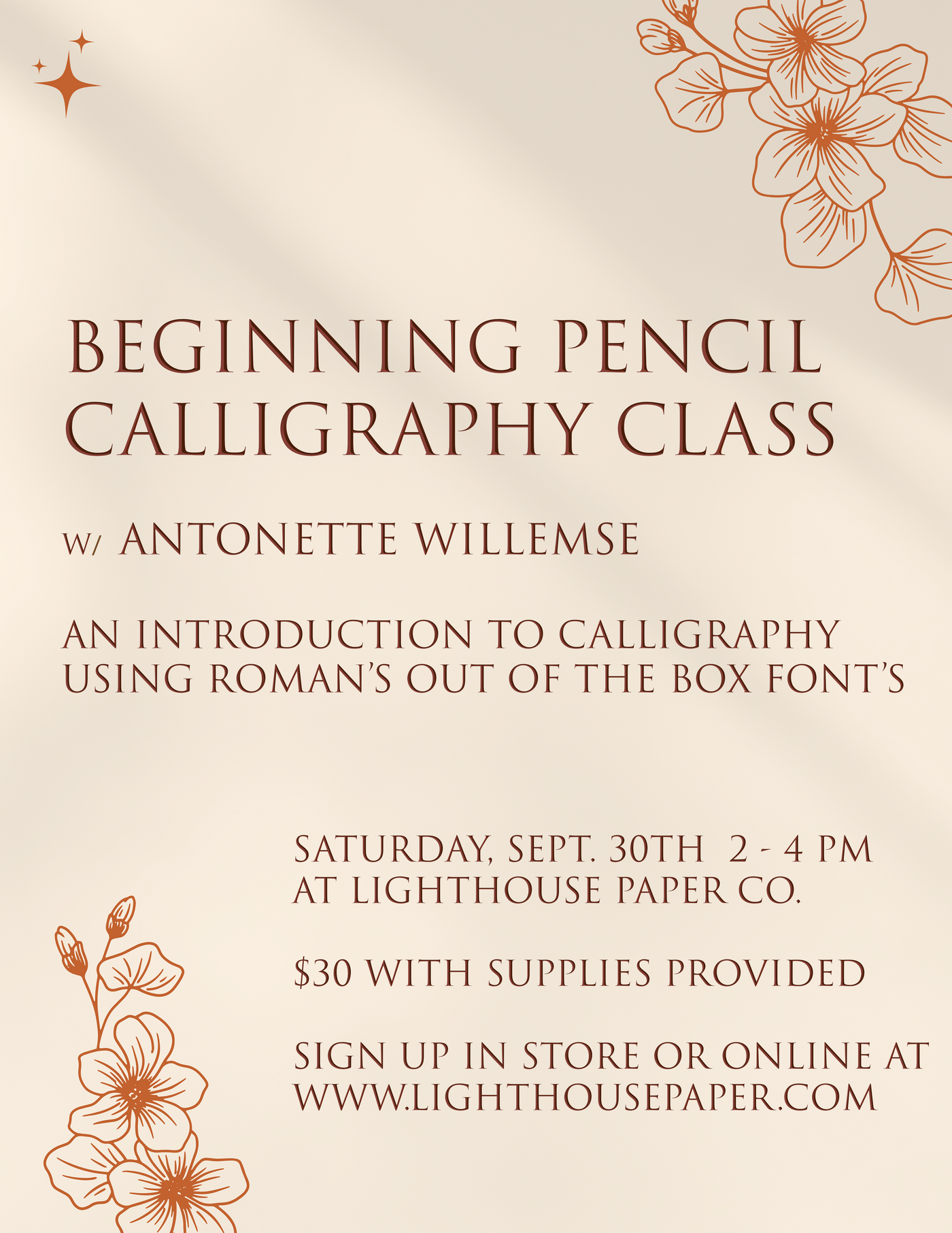 9/30/2023 - Beginning Pencil Calligraphy w/ Antonette Willemse