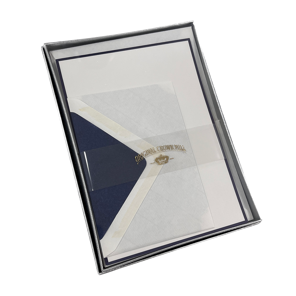 Original Crown Mill Bi-Color Correspondence Box Set, A5, White/Navy, Image 1