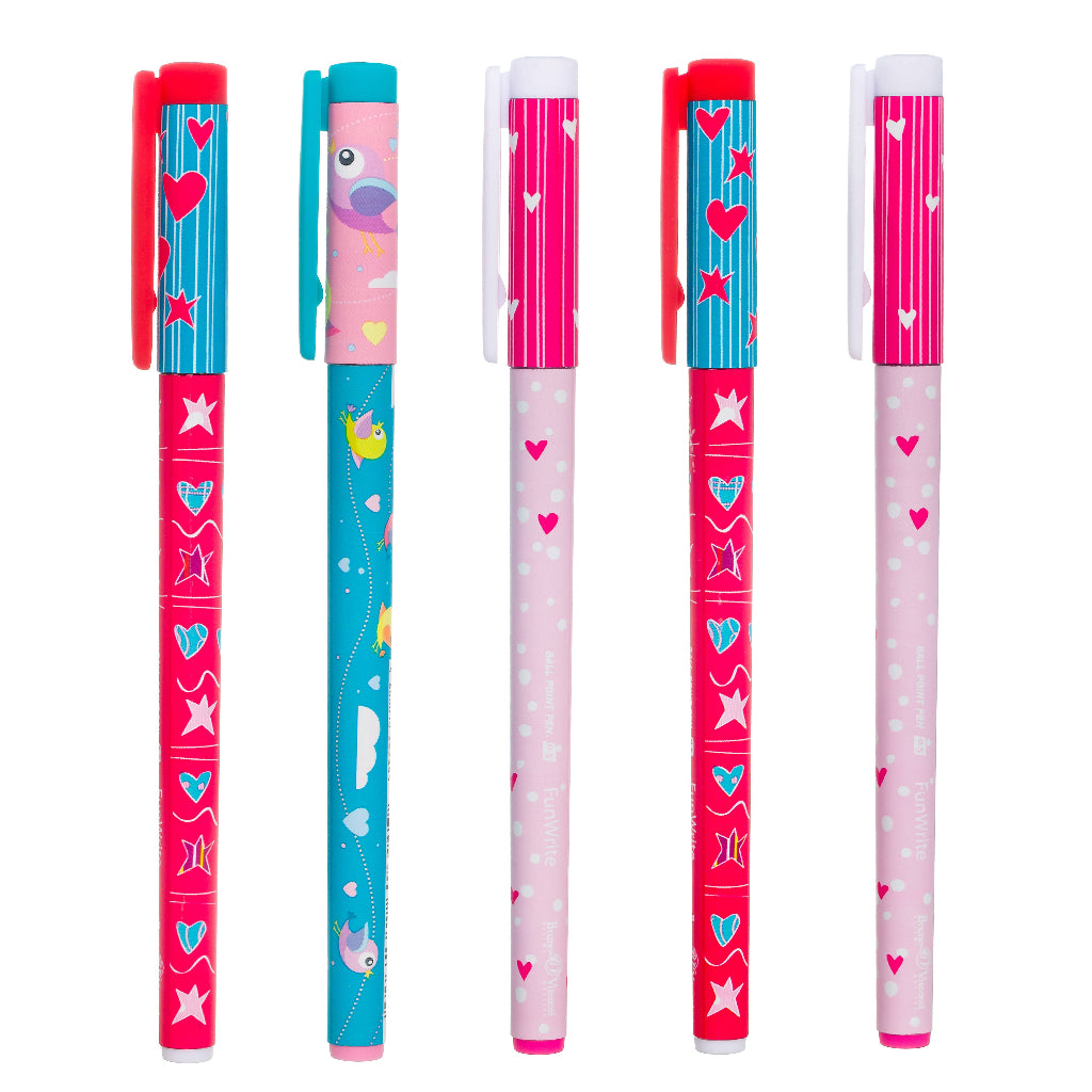 5 Pack of Pens with Hearts 