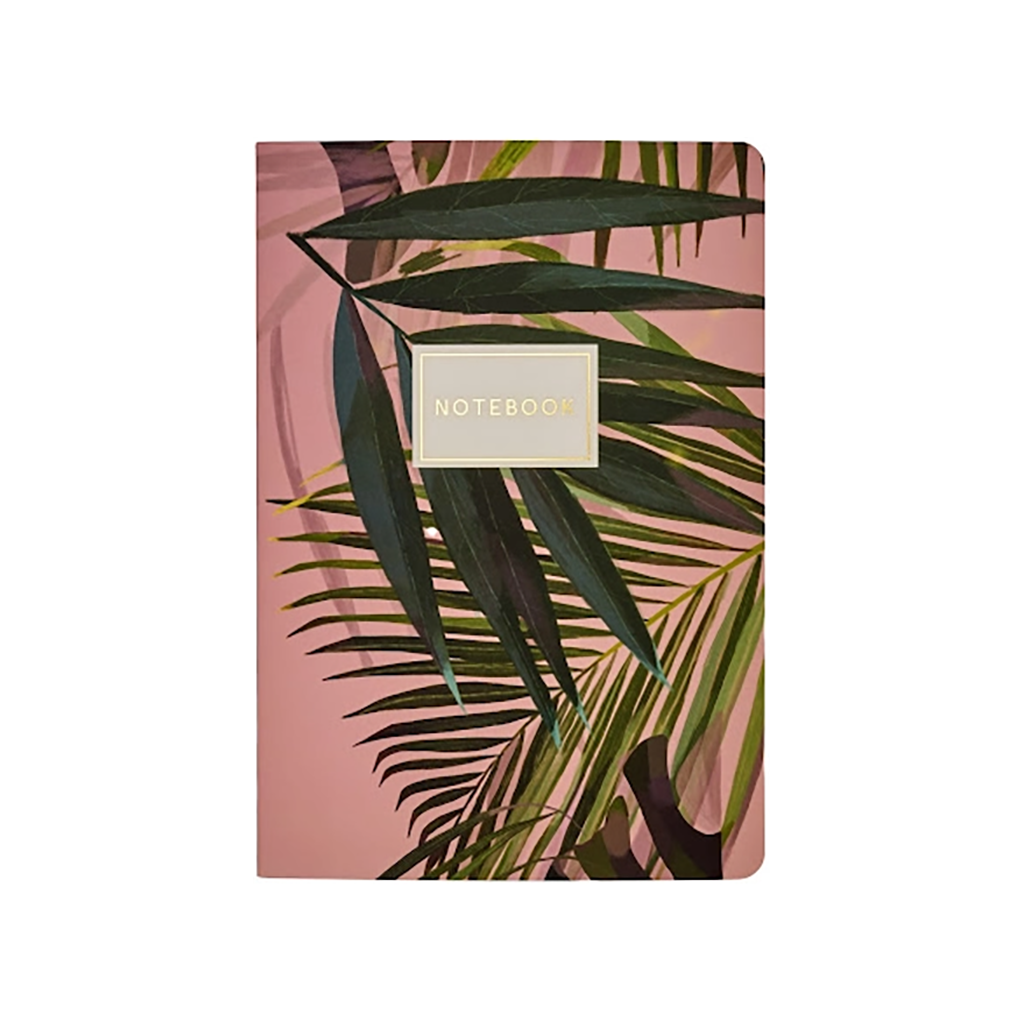 Cuaderno rayado pequeño con hojas de palmera, A6