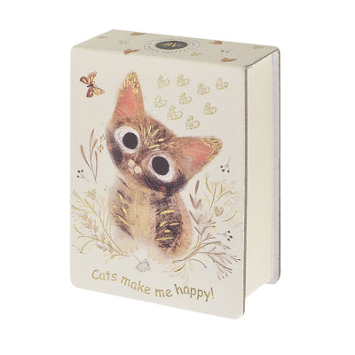Small box with a cat illustration and text 'Cats make me happy!' on a white background