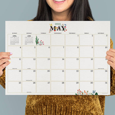 2025 Floral Medium Desk Pad Monthly Blotter Calendar