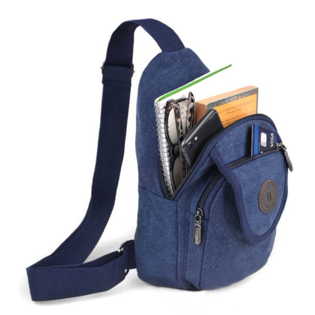 Canvas Crossbody Sling Bag, Navy