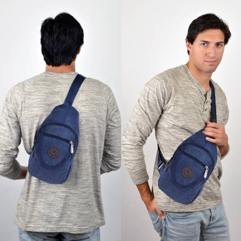 Canvas Crossbody Sling Bag, Navy