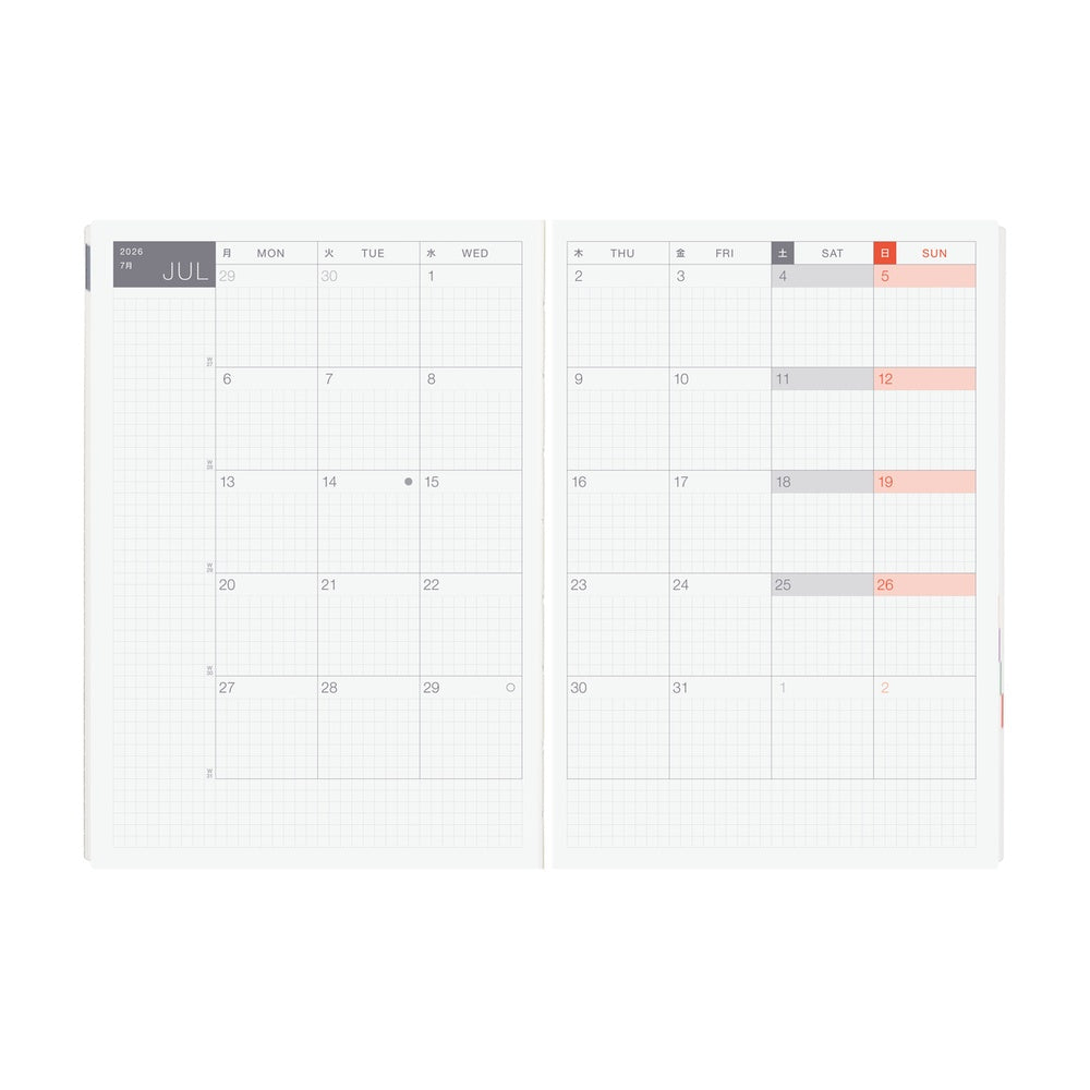 Hobonichi Techo 2026 HON, A5 - Paper Series: Black Gingham