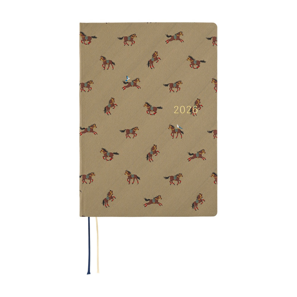 Hobonichi Techo 2026 HON, A5 - Bow & Tie: Galloping Horses (English)