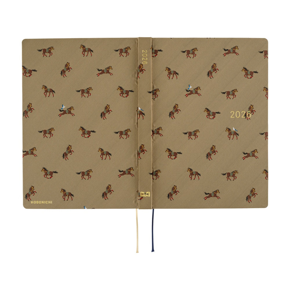 Hobonichi Techo 2026 HON, A5 - Bow & Tie: Galloping Horses (English)