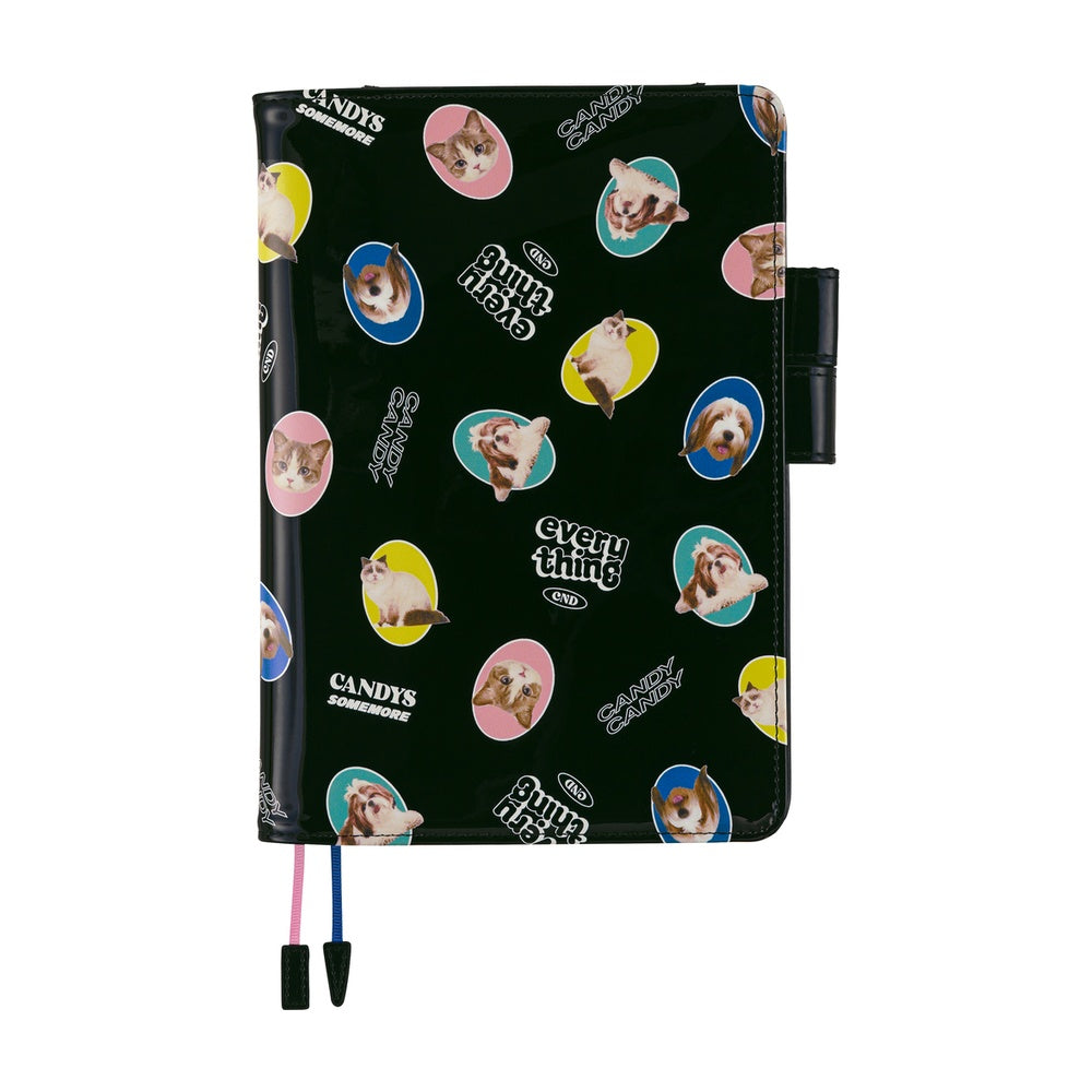 Hobonichi Techo 2026 Cousin Book & Cover, A5 - Candy Stripper: Random Dog & Cat (Jan/Mon Start)