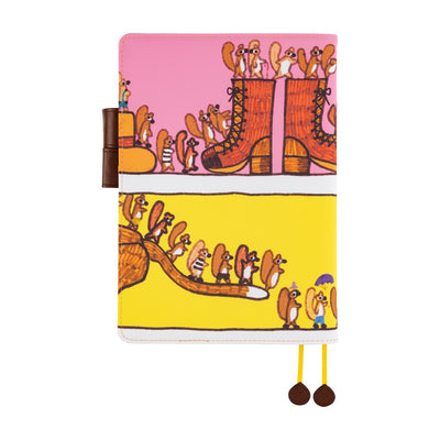Hobonichi Techo 2026 Cousin Book & Cover, A5 - 100%ORANGE: Where’s the Squirrel Going (Jan/Mon Start)