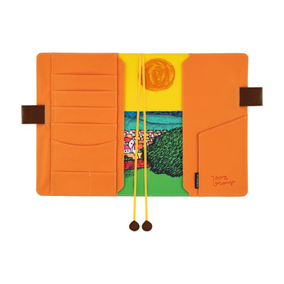 Hobonichi Techo 2026 Cousin Book & Cover, A5 - 100%ORANGE: Where’s the Squirrel Going (Jan/Mon Start)