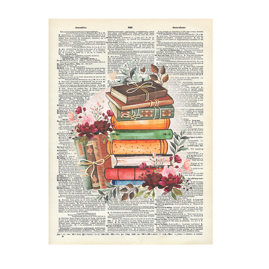 Vintage Dictionary Print, Book Lover
