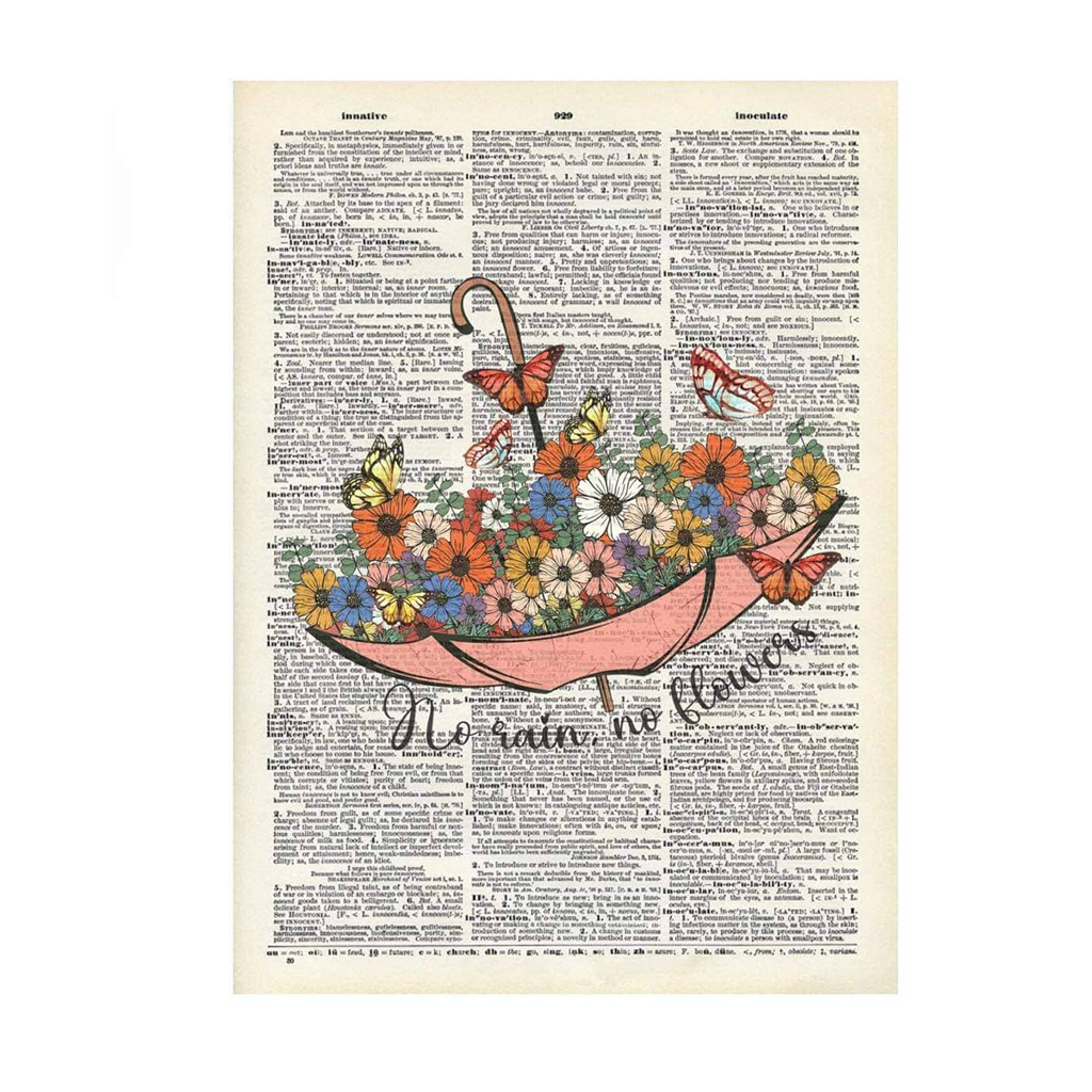 Vintage Dictionary Print, Inspirational Flowers