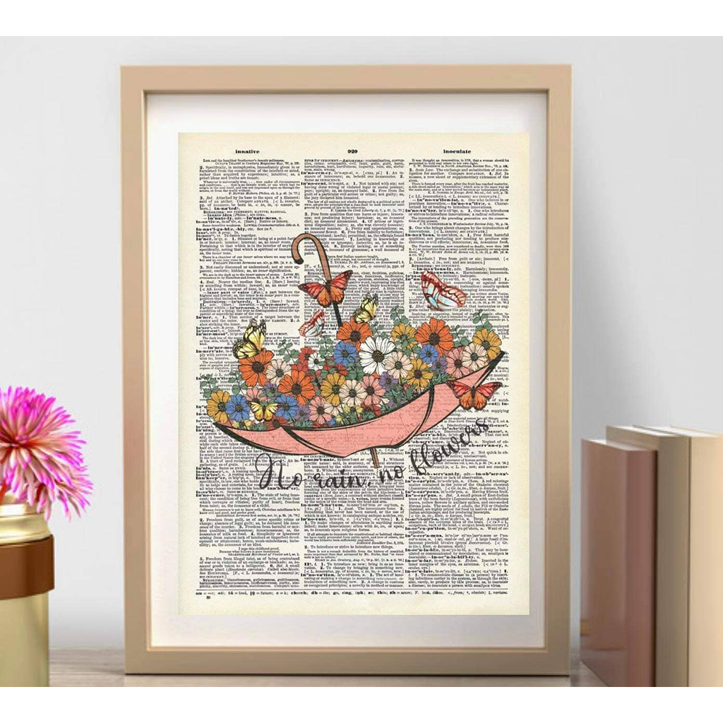 Vintage Dictionary Print, Inspirational Flowers