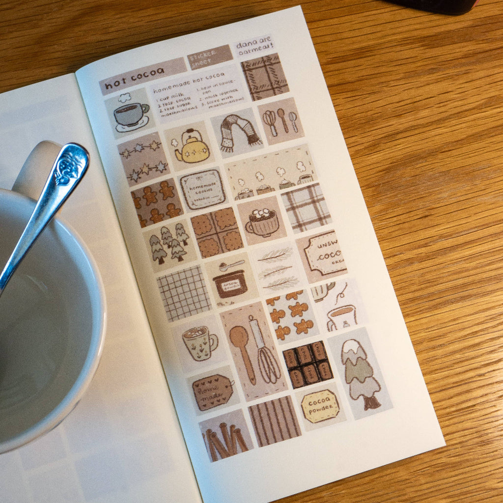 Dana Ate Oatmeal! Hot Cocoa Washi Sticker Sheet