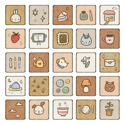 Dana Ate Oatmeal Patchwork Kiss Cut Sticker Roll at Lighthouse Paper Co. in Melbourne, FL, Image 4