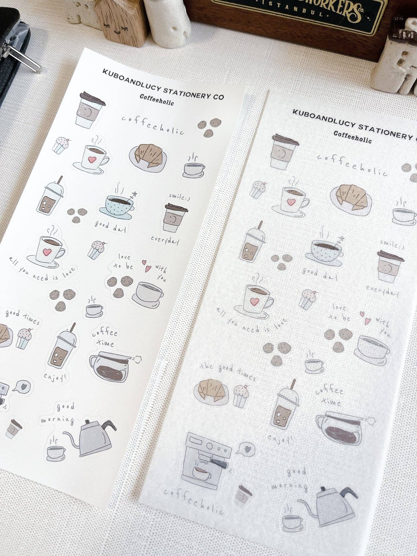 Kuboandlucy Coffeeholic Sticker Sheet, White Matte