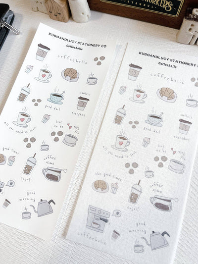 Kuboandlucy Coffeeholic Sticker Sheet, White Matte