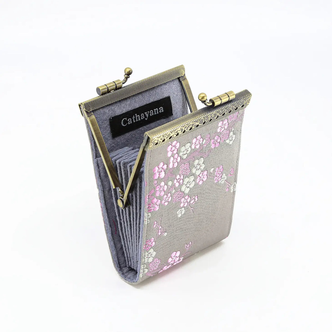 Cherry Blossom Card Wallet, Gray