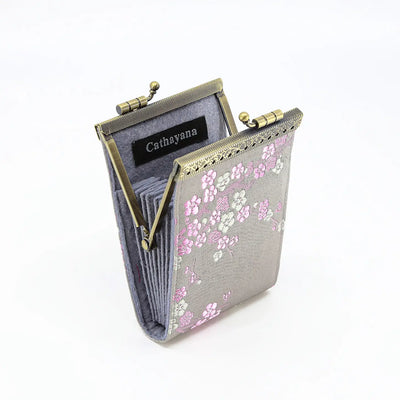 Cherry Blossom Card Wallet, Gray
