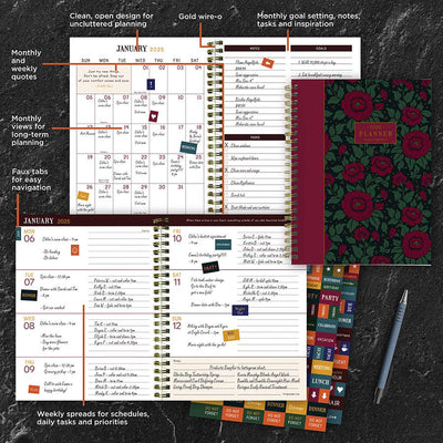 2025 Victorian Blooms Medium Weekly Monthly Planner