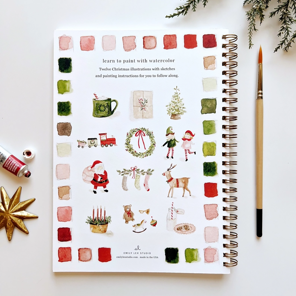 Emily Lex Studio Watercolor Workbook, Christmas