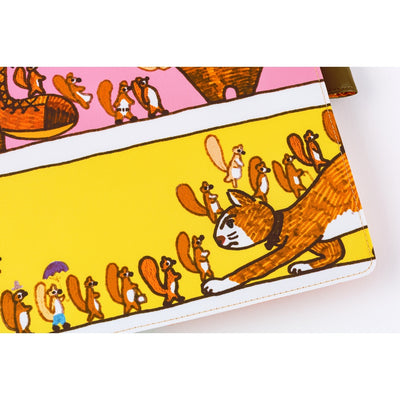 Hobonichi Techo 2026 Cousin Book & Cover, A5 - 100%ORANGE: Where’s the Squirrel Going (Jan/Mon Start)