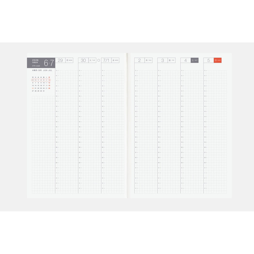 Hobonichi Techo 2026 Day-Free Book, A5 - Jan/Mon Start (Japanese)