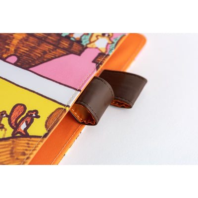 Hobonichi Techo 2026 Cousin Book & Cover, A5 - 100%ORANGE: Where’s the Squirrel Going (Jan/Mon Start)