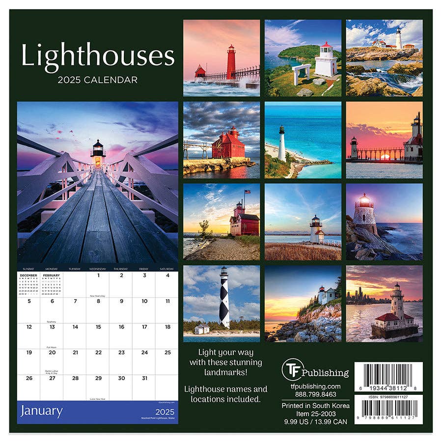 2025 Lighthouses Mini Calendar