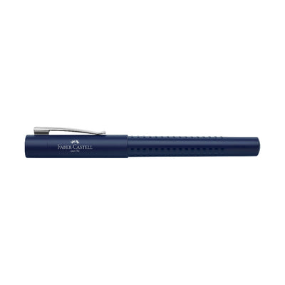 Blue pen with silver clip on a white background