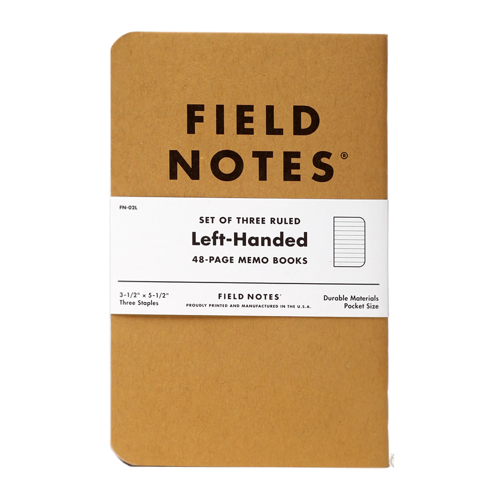 Field Notes Kraft Left Handed Memo Book 3 Pack, Ruled