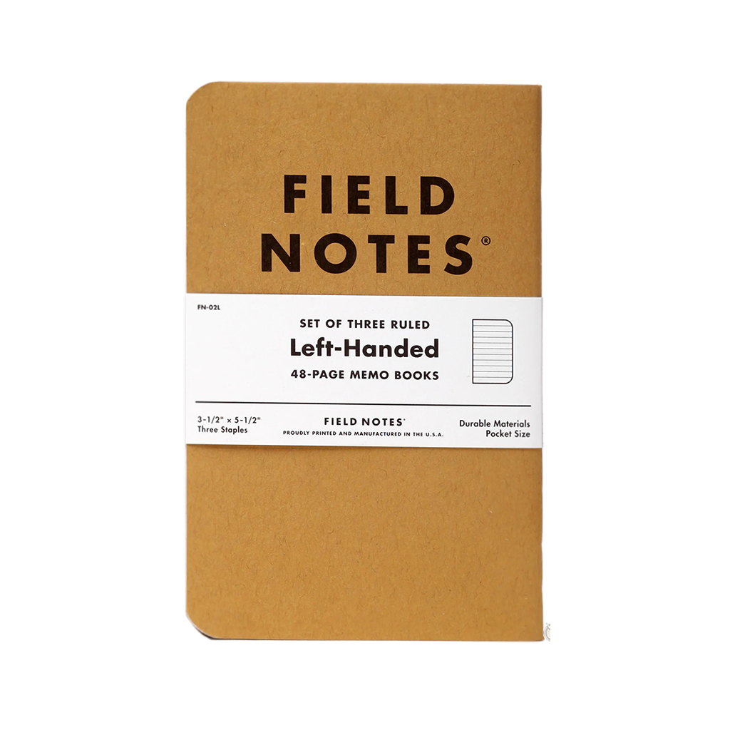 Field Notes - Carnet de notes ligné en papier kraft pour gaucher, paq. 3