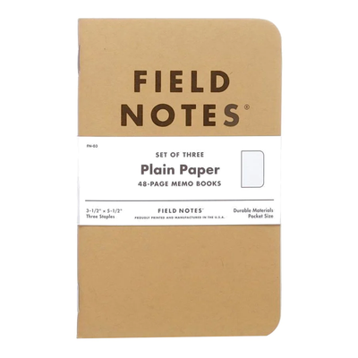 Field Notes Kraft Memo Book 3 Pack Plain Front Cover, Image 1