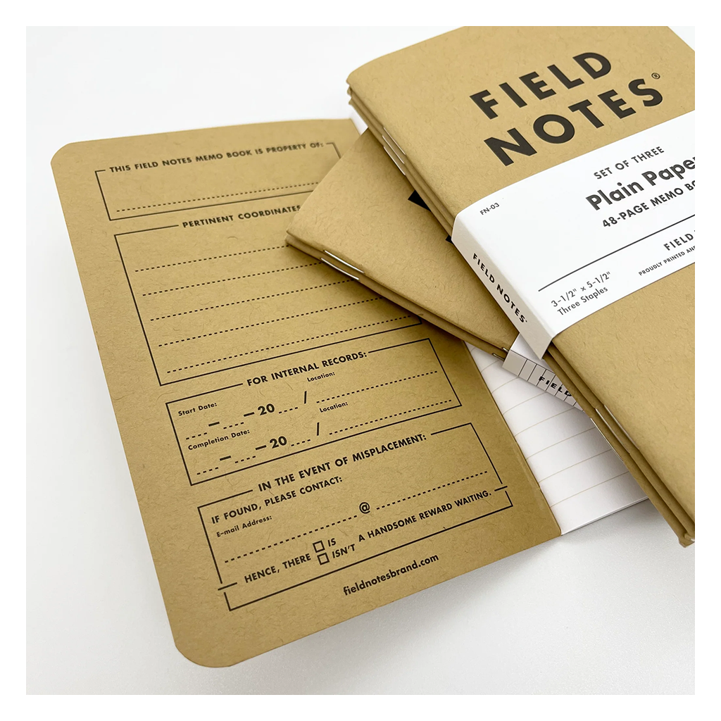 Field Notes Kraft Memo Book 3 Pack Plain Inside Front Cover, Image 3
