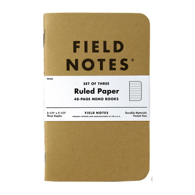 Field Notes Kraft Memo Book 3 Pack Ruled Front Cover, Image 1