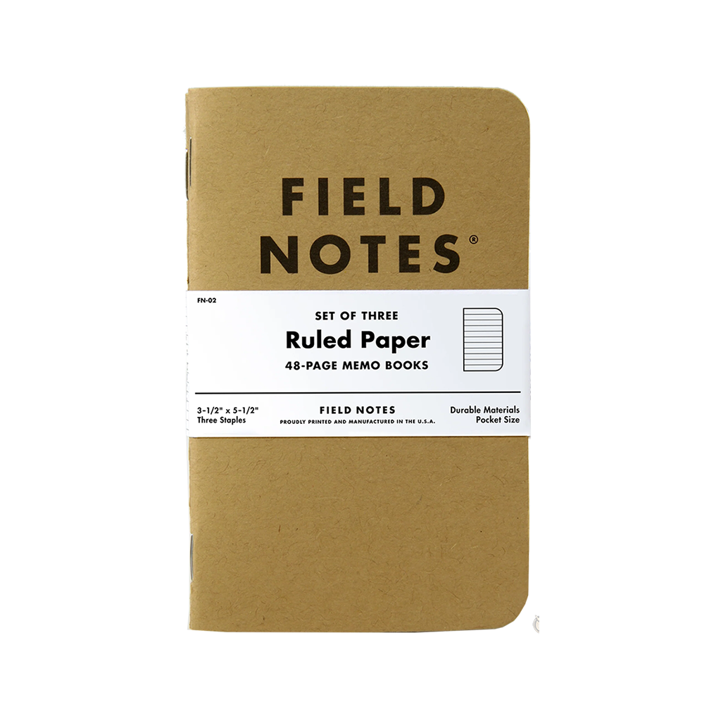 Cuaderno de notas Kraft con notas de campo, paquete de 3, rayado