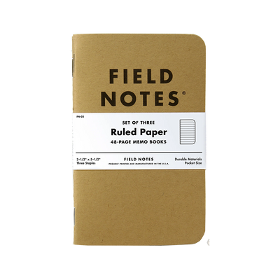 Cuaderno de notas Kraft con notas de campo, paquete de 3, rayado