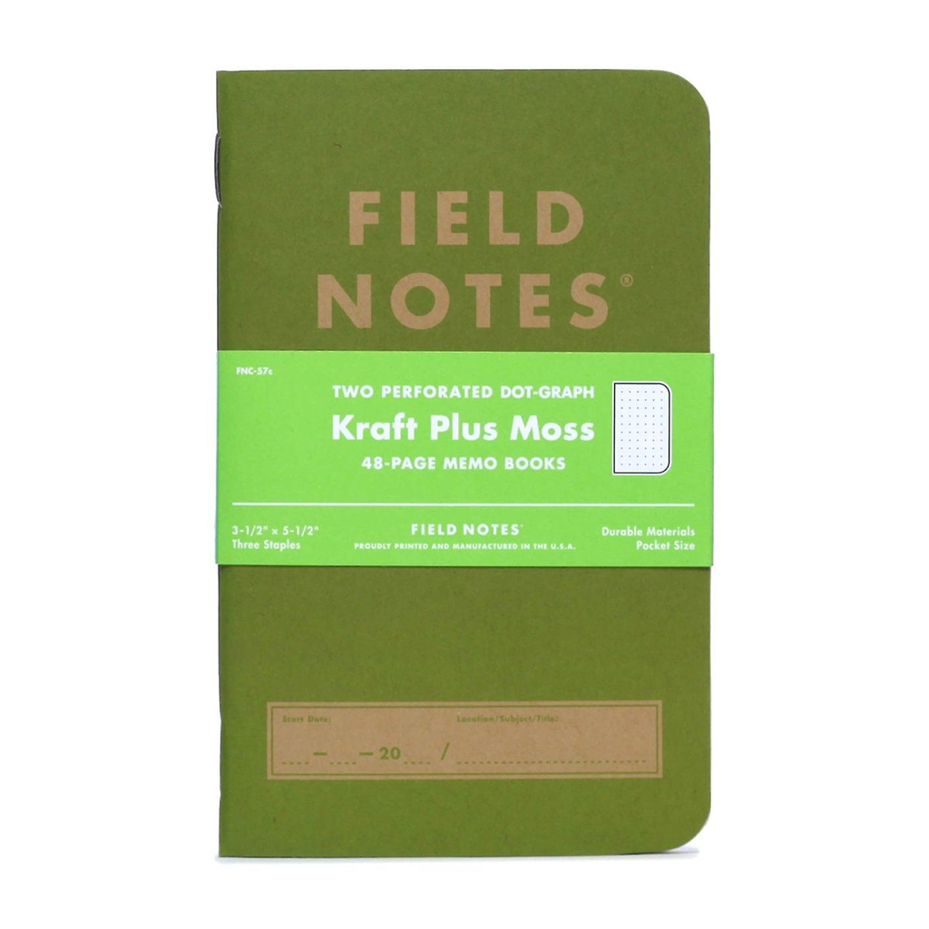 Field Notes Kraft Plus Memo Book 2 Pack in Moss Color, Image 1