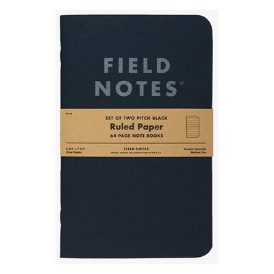 Pitch Black Ruled Memo Book, Large 2 Pack