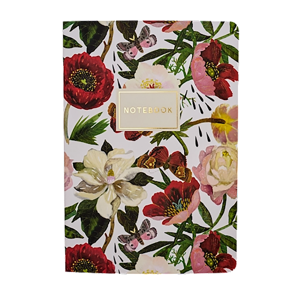 76 Page Softcover Ruled Notebook, A5 - Flora Series