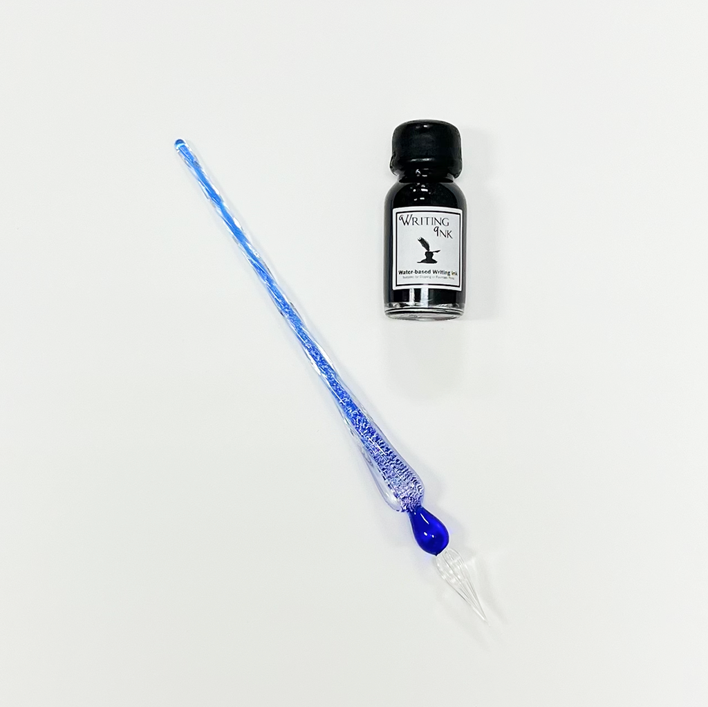 Glass Pen & Ink Set, Blue