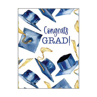 Navy Grad Caps Graduation Card