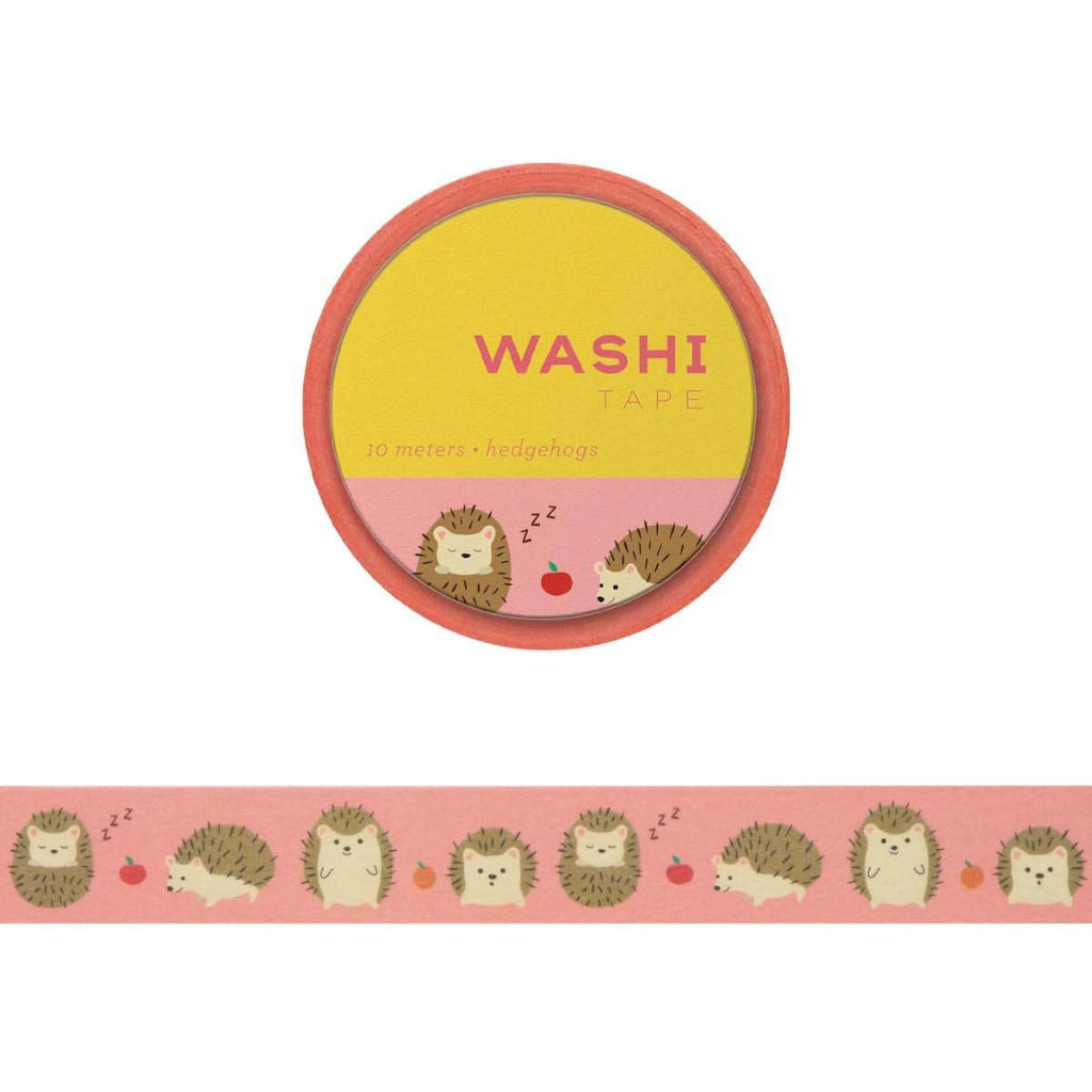 Washi tape with hedgehog design on a white background
