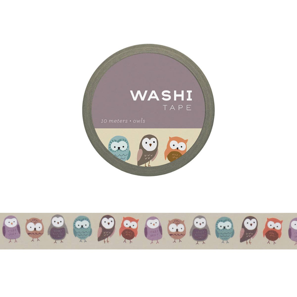 Washi tape with owl design on a white background