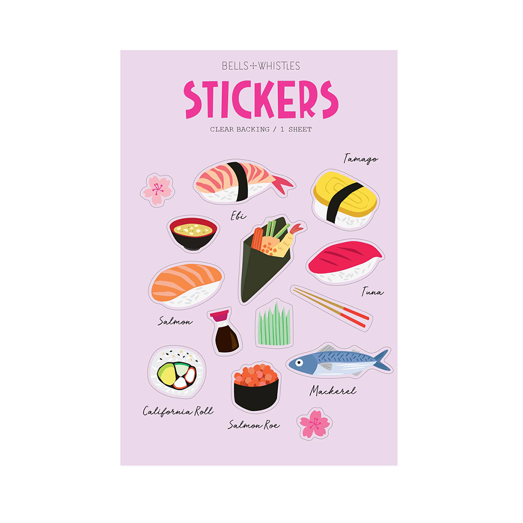 Girl of All Work Sushi Clear Sticker Sheet