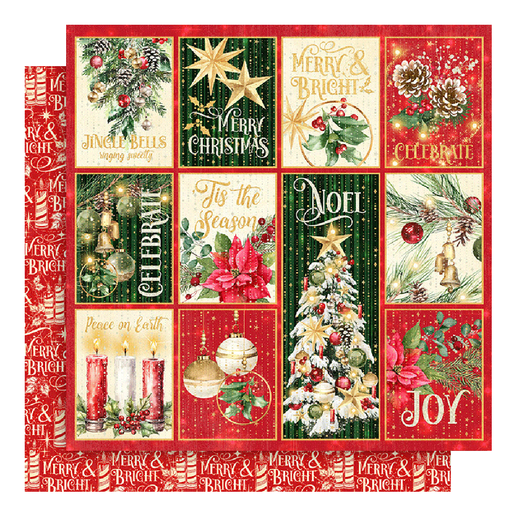 Graphic 45 Christmas Wonder Cardstock Sheet, 12"x12"