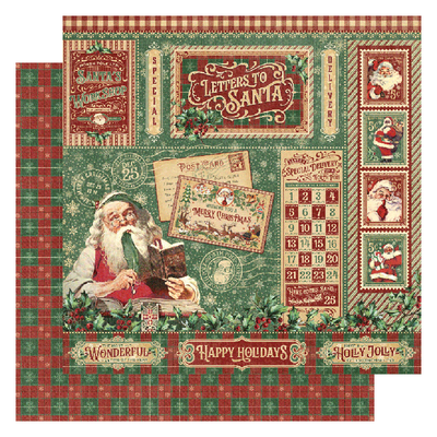 Graphic 45 Letters To Santa Cardstock, 12"x12", Image 1