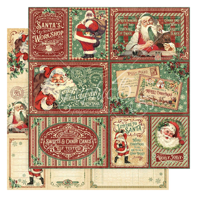 Graphic 45 North Pole Postage Cardstock Sheet, 12"x12", Image 1